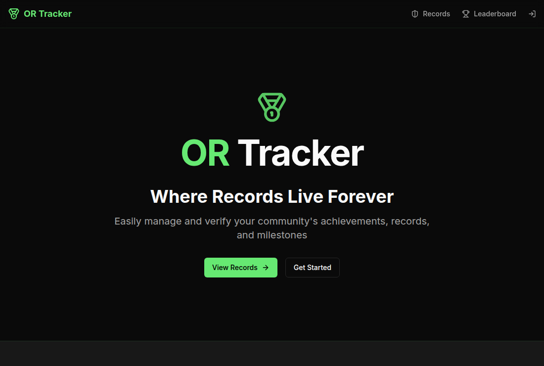 Capture d'écran du projet Or Tracker : Site web de présentation du bot discord et affichage des recores - Développé par Ludovic Morin